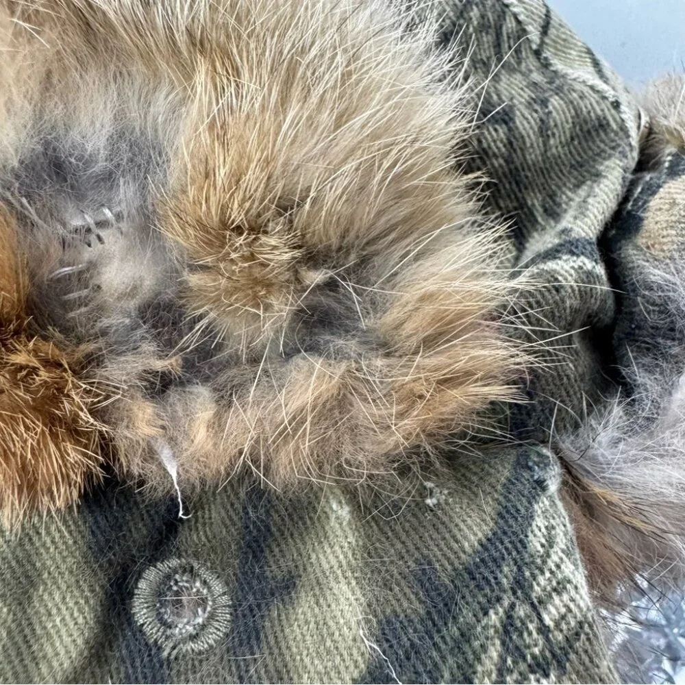 Toque hat trapper camo fur real rabbit Camouflage Fur-Lined Hat embroidered